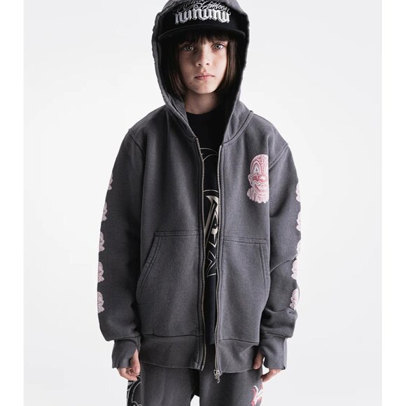 Nununu x Mr. Cartoon Zipup Hoodie in Grey - Picture 2 of 5